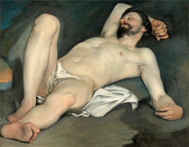 Guido Cagnacci - Reclining male nude, 1630-40