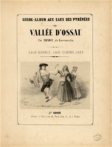 Guide-album aux eaux des Pyrénées. Vallée d'Ossau. Eaux-bonnes, Eaux-chaudes, Ogeu (Vignette lithographiée au titre) - Fonds Ancely - B315556101 A ABADIE 4 002