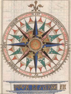 Guillaume Brouscon. Compass card. HM 46. PORTOLAN ATLAS and NAUTICAL ALMANAC. France, 1543