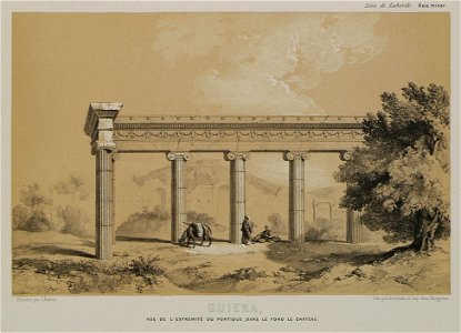 Guiera Vue de l'extremité du portique, dans le fond le château - Laborde Léon Emmanuel Simon Joseph - 1838
