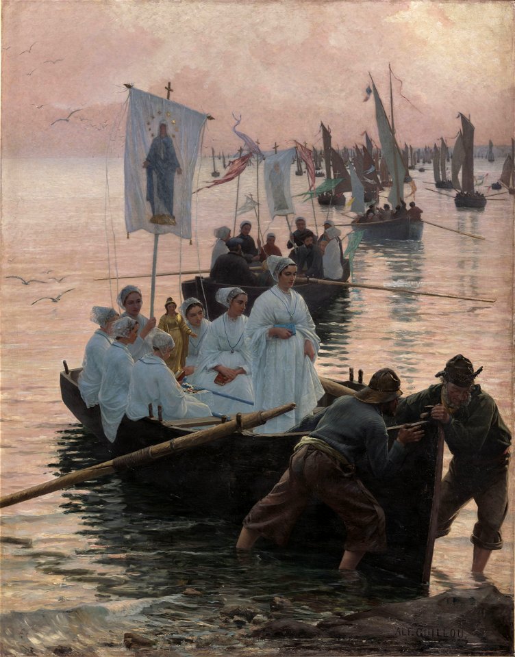 Alfred Guillou - Arrivée du pardon de sainte Anne de Fouesnant à Concarneau - 1887