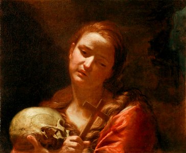 Guido Cagnacci - The Penitent Magdalene. Free illustration for personal and commercial use.
