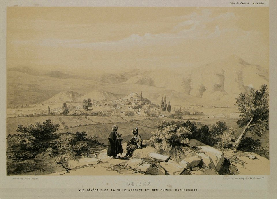 Guiera Vue générale de la ville moderne et des ruines d'Aphrodisias - Laborde Léon Emmanuel Simon Joseph - 1838