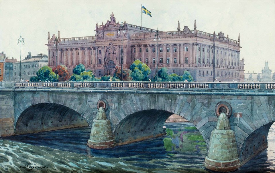 Gunnar Widforss - Vy mot riksdagshuset, Stockholm