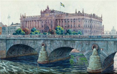 Gunnar Widforss - Vy mot riksdagshuset, Stockholm