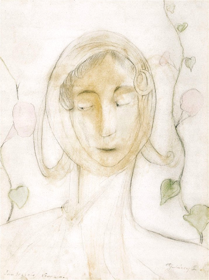 Gulácsy Scarfed Girl with Night-Smelling Roket 1914-15