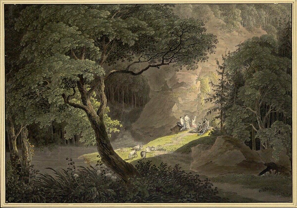 Christian August Günther - Hirte mit Nymphen und weidenden Schafen (ca. 1790)