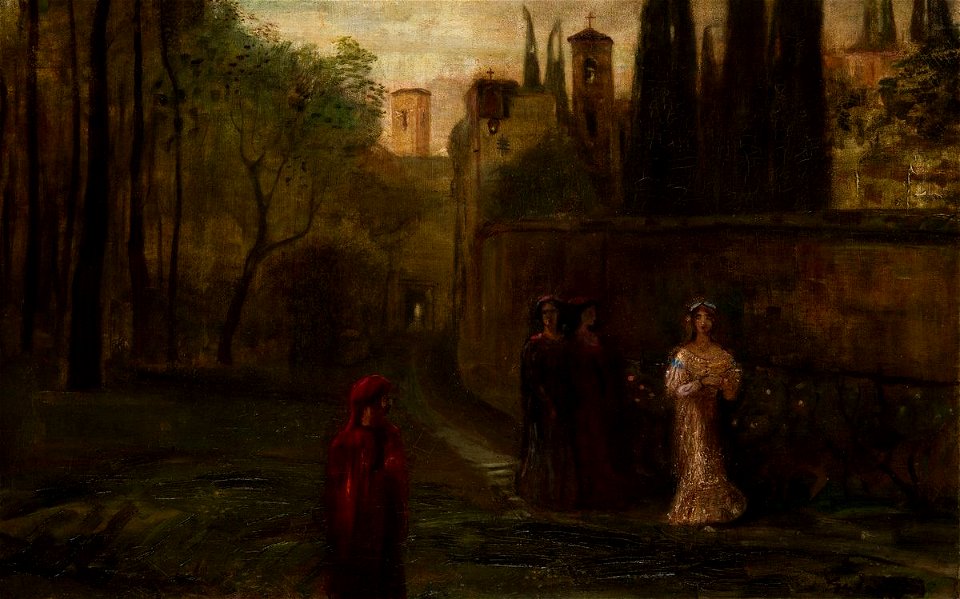 Gulácsy, Lajos - Dante´s Meeting With Beatrice (1907) - Free Stock 