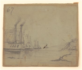 Gunboats on the Cumberland River, near Nashville (Tennessee), Carondolet in front LCCN2017646924