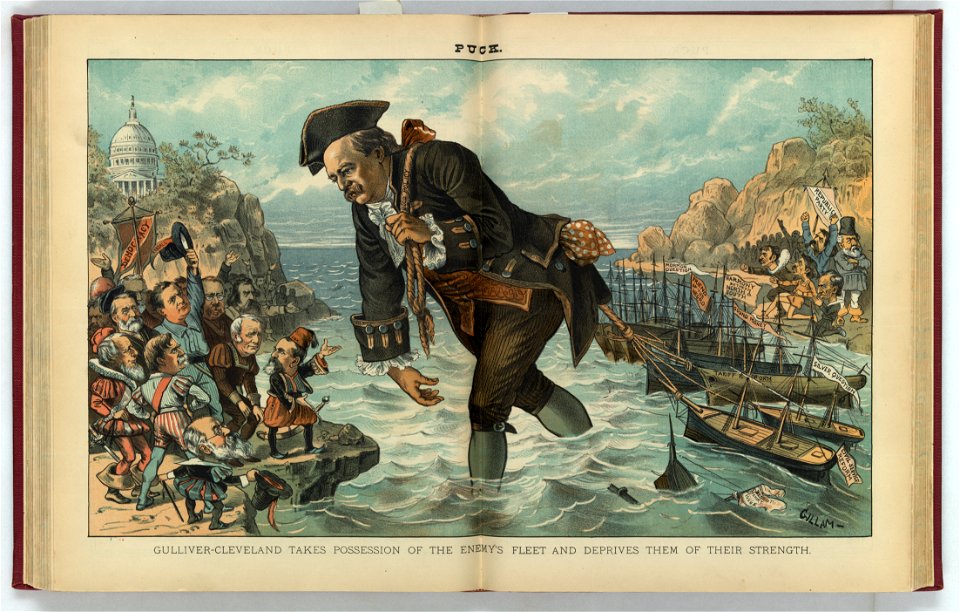 Gulliver-Cleveland takes possession of the enemy's fleet and deprives them of their strength - Gillam. LCCN2011661756