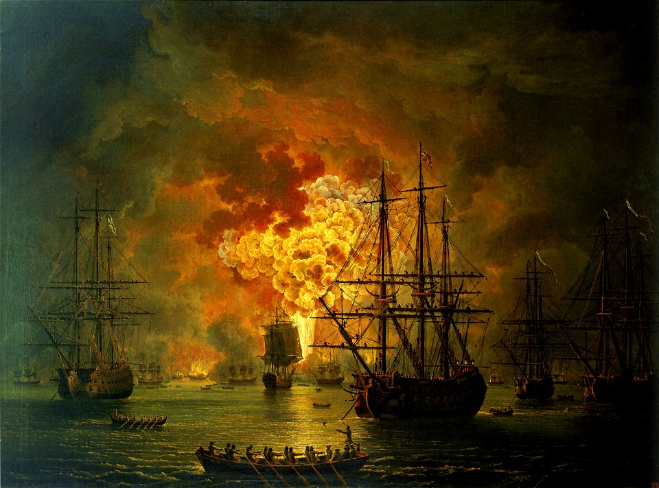Hackert, Die Zerstörung der türkischen Flotte in der Schlacht von Tschesme, 1771