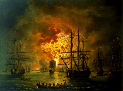 Hackert, Die Zerstörung der türkischen Flotte in der Schlacht von Tschesme, 1771