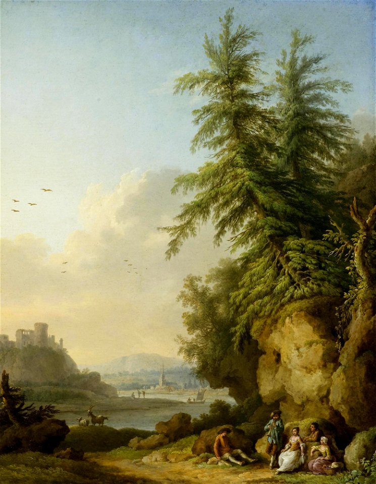 Jacob Philipp Hackert - Blick auf Ruinen an einem Fluss (1767)