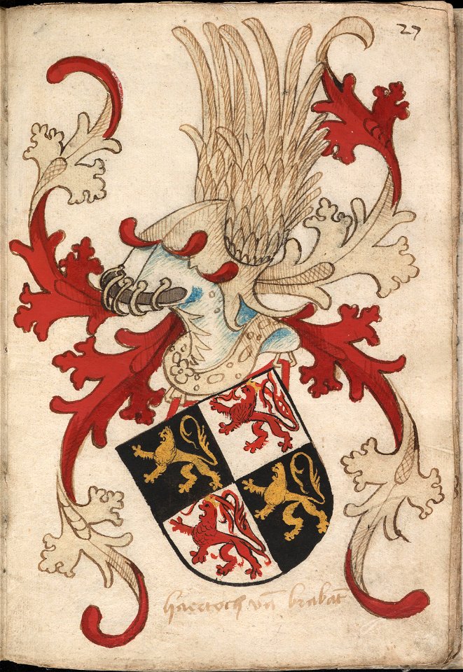 Haertoch van Brabant - Hertog van Brabant - Duke of Brabant - Wapenboek Nassau-Vianden - KB 1900 A 016, folium 27r