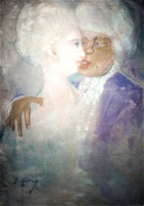 Gulácsy - A mulatt férfi és a szoborfehér asszony