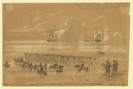Gunboats shelling the enemy at the battle of Malvern hill sketched from McClellans headquarters LCCN2004660348