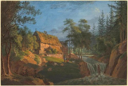Christian August Günther - Ländliches Gehöft am Wasser