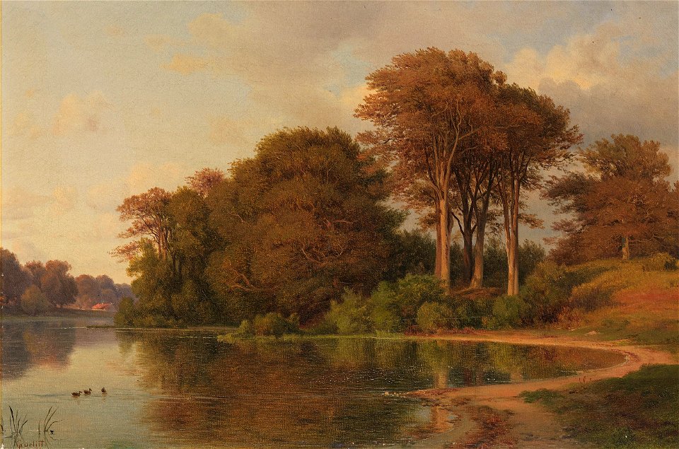 Louis Gurlitt - Sommerlandschaft mit Seeufer (1866)