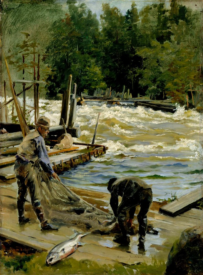 Gunnar Berndtson - Salmon Fishing - A II 785 - Finnish National Gallery