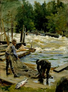 Gunnar Berndtson - Salmon Fishing - A II 785 - Finnish National Gallery