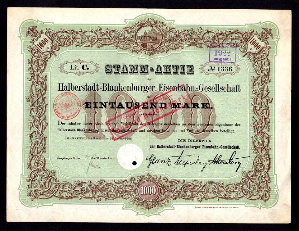 Halberstadt-Blankenburger Eisenbahn-Gesellslchaft 1906