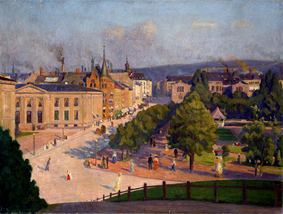 Karl Haldorsen - Karl Johans gate med Universitetet - NG.M.04438 - National Museum of Art, Architecture and Design