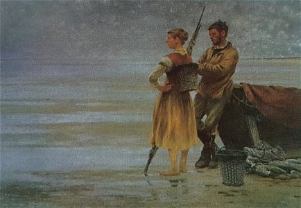 Fiskare på stranden x August Hagborg