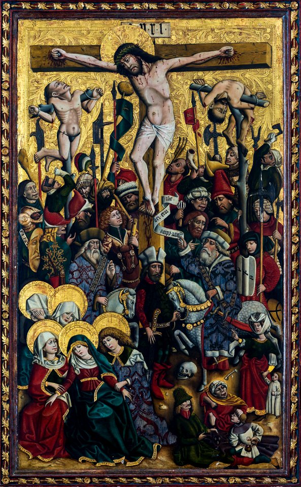 Hallstatt kath. Kirche Knappenaltar Kreuzigung 01