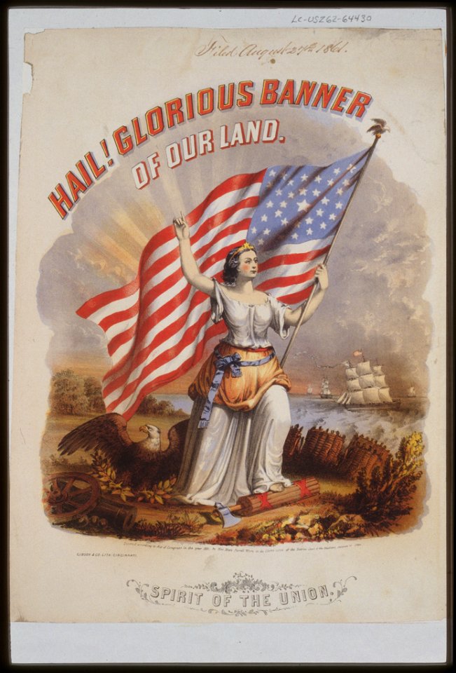 Hail! Glorious banner of our land. Spirit of the Union - Gibson & Co. lith., Cincinnati. LCCN92504751
