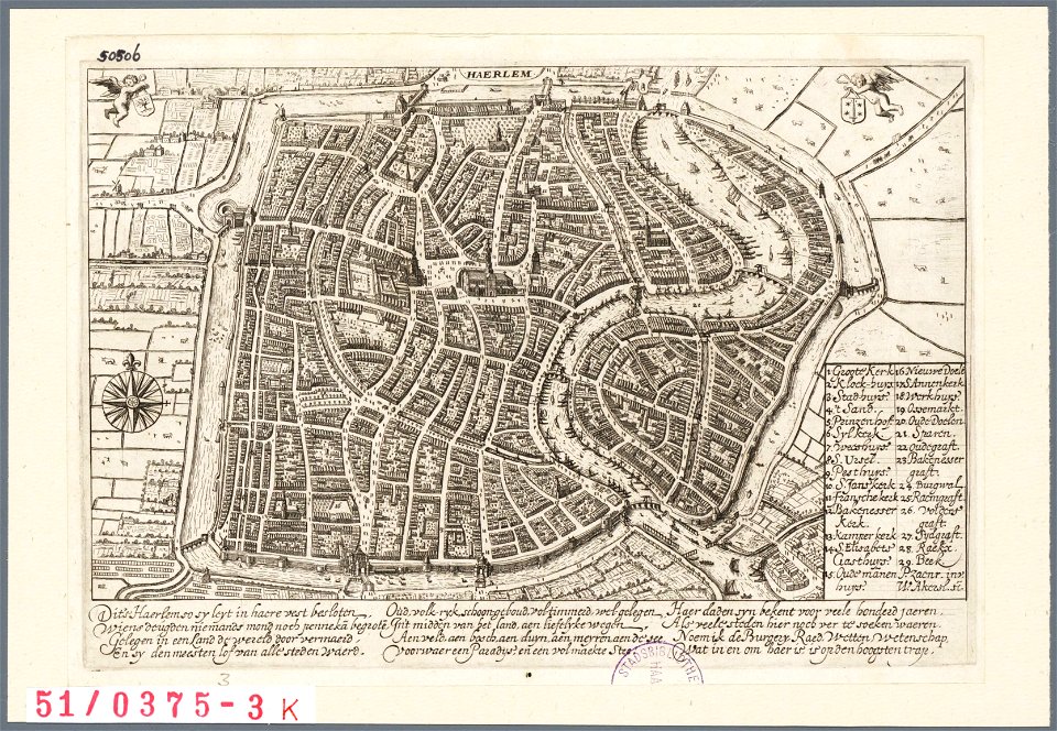 HAERLEM (Plattegrond van Haarlem) (kartografisch dokument) (door P.Saenredam ; W.Akersloot), NL-HlmNHA 1100 KNA006000021