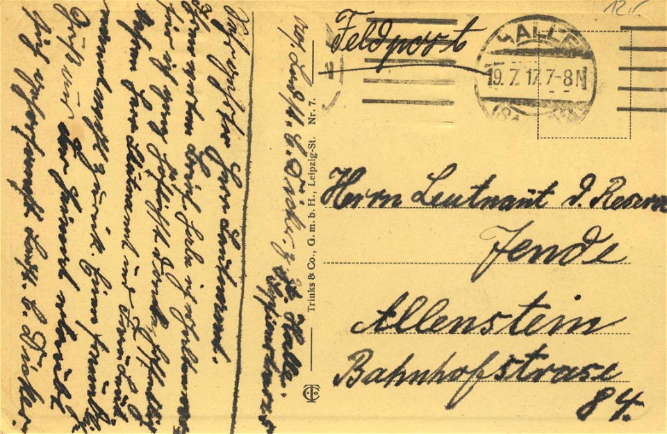Halle (Saale), Sachsen-Anhalt - Poststraße, Kaiser-Wilhelm-Denkmal mit Zivilgerichtsgebäude (back) (Zeno Ansichtskarten)