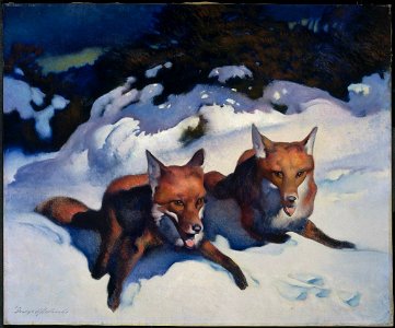 Two Foxes by George Hawley Hallowell, 1923