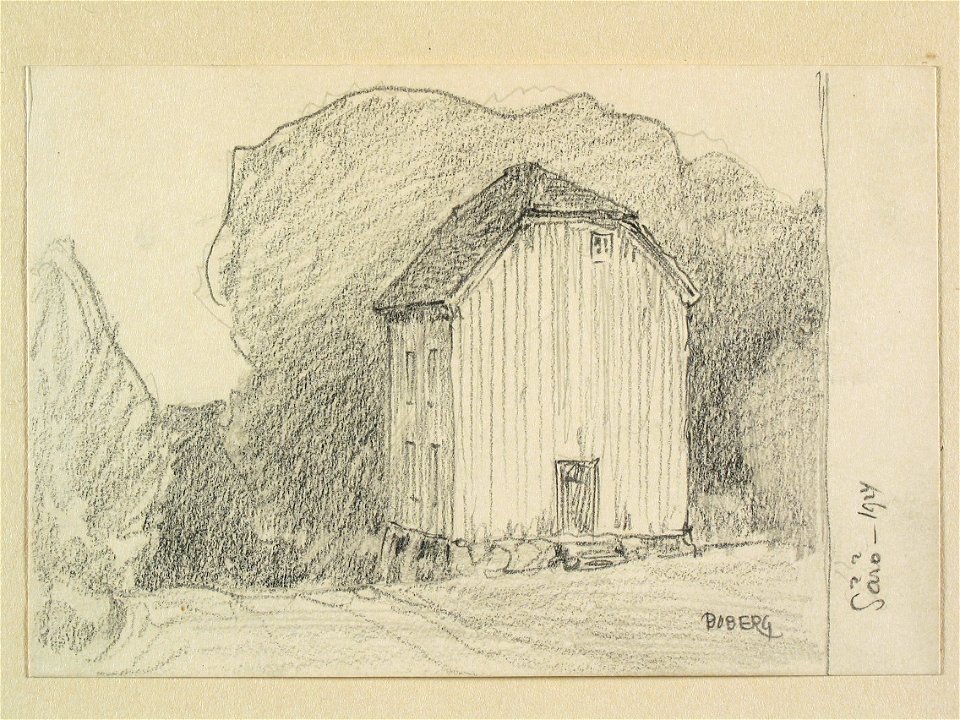 Halland, Fjäre hd., Släps sn., Särö. Teckning av Ferdinand Boberg - Nordiska museet - NMA.0088830