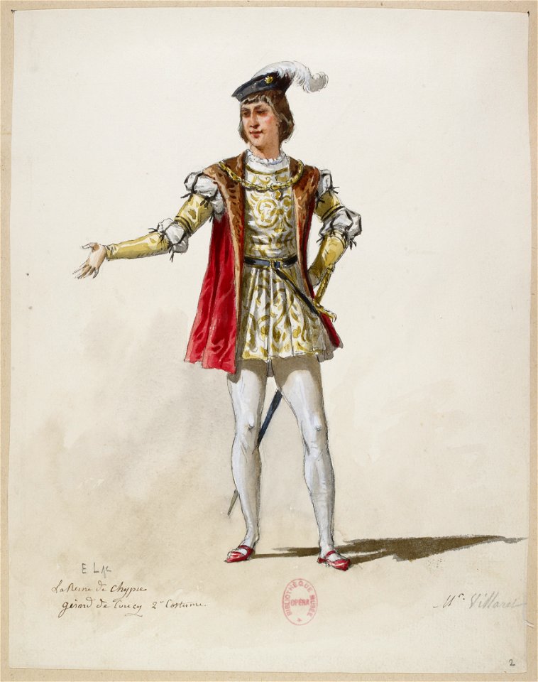 Halévy - La reine de Chypre - Eugène Lacoste, 1876-1877 - 02. Gérard de Coucy. 2ème costume. M. Villaret