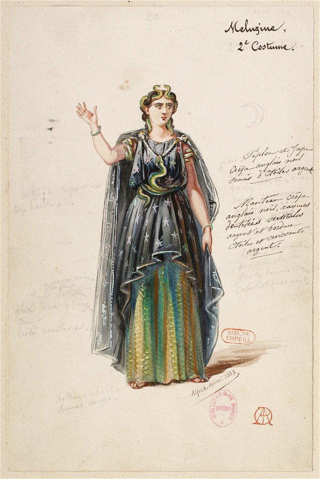 Halévy - La magicienne - maquettes de costumes par Alfred Albert - 20. Mélusine, 2e costume