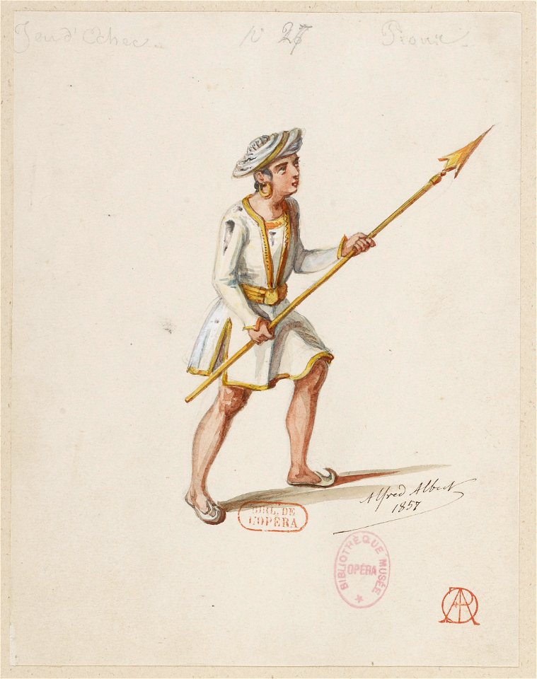 Halévy - La magicienne - maquettes de costumes par Alfred Albert - 27. Jeu d'échec, pions (sarrasins)