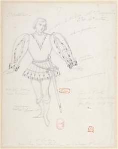 Halévy - La magicienne - maquettes de costumes par Alfred Albert - 17. (Réné), M. Gueymard, 3e costume, 3e et 4e actes