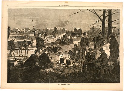 Halt of a wagon train (Boston Public Library)