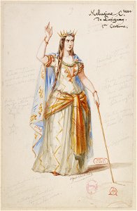 Halévy - La magicienne - maquettes de costumes par Alfred Albert - 19. Mélusine, comtesse de Lusignan, 1er costume