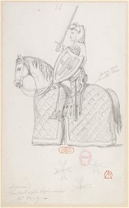 Halévy - La magicienne - maquettes de costumes par Alfred Albert - 26. (Jeu d'échec, cavalier chrétien)
