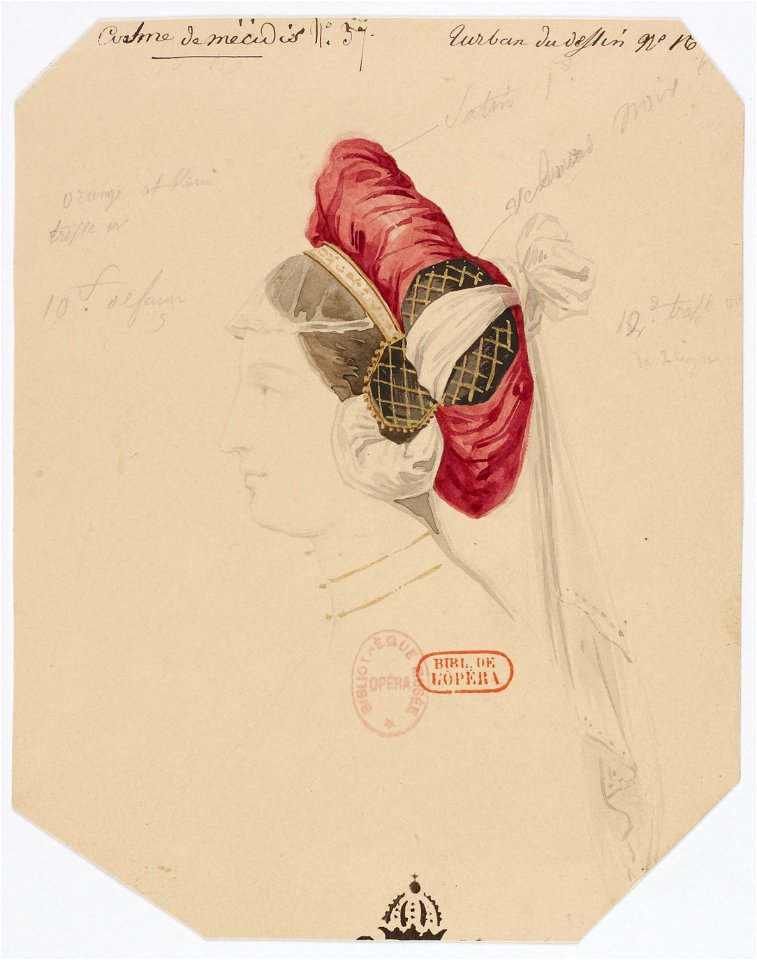 Halévy - Guido et Ginevra - Paul Lormier, 1837-1838 - 37. Turban du dessin n° 16, -dame noble-