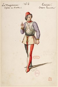 Halévy - La magicienne - maquettes de costumes par Alfred Albert - 04. Ecuyer, choeurs hommes