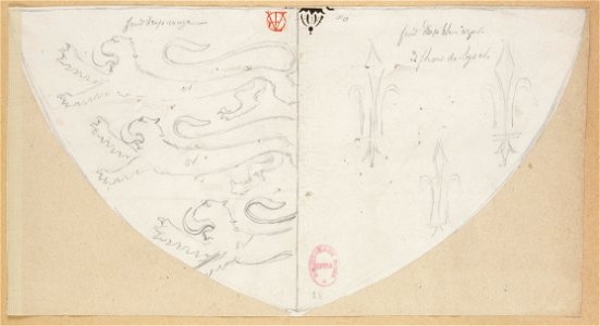 Halévy - Charles VI - Paul Lormier 1842-1843 - 30. Fond drap rouge, (trois léopards) d'or. Fond drap bleu azur, trois fleurs de lys d'or