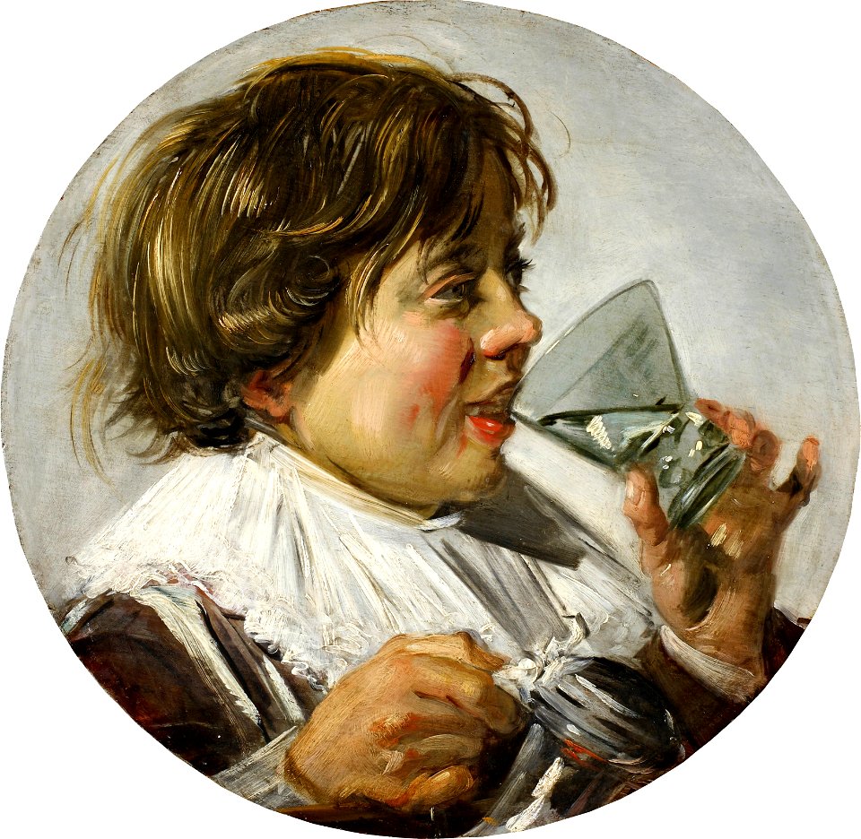 Frans Hals - Brustbild eines lachenden Knaben mit Weinglas