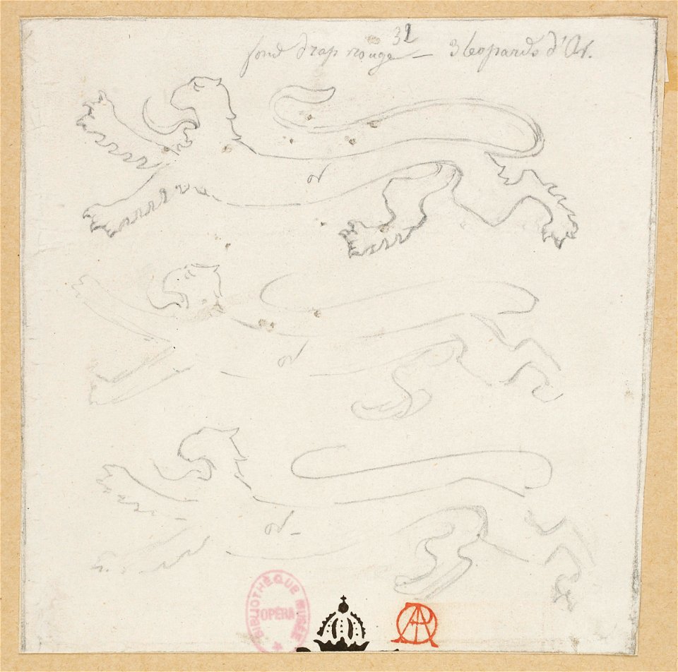 Halévy - Charles VI - Paul Lormier 1842-1843 - 32. Fond drap rouge, trois léopards d'or