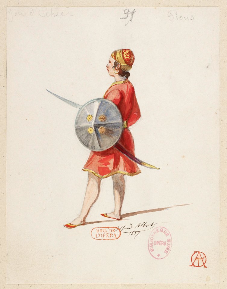 Halévy - La magicienne - maquettes de costumes par Alfred Albert - 31. Jeu d'échec, pions (sarrasins)