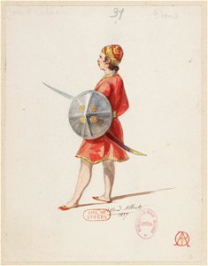 Halévy - La magicienne - maquettes de costumes par Alfred Albert - 31. Jeu d'échec, pions (sarrasins)