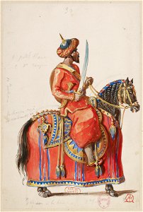 Halévy - La magicienne - maquettes de costumes par Alfred Albert - 30. (Jeu d'échec, cavalier sarrasin)