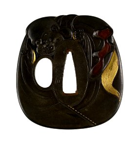 Hamano Shôzui - Tsuba with the God Hotei with his Sack - Walters 51130