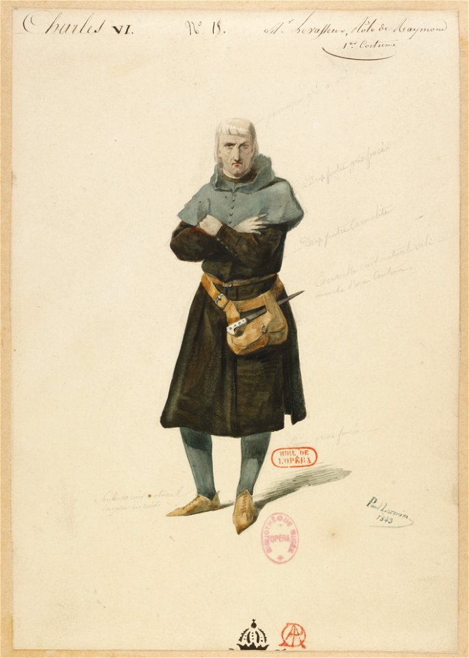 Halévy - Charles VI - Paul Lormier 1842-1843 - 18. Raymond, 1er costume, M. Levasseur